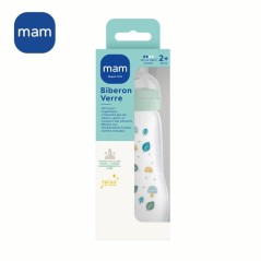 MAM Biberon Verre Nature - 260ml - Aqua - Tétine Débit 2