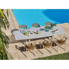 Table de jardin - Ovale - Creme - Aluminium - 18/12 personnes - 80 / 2