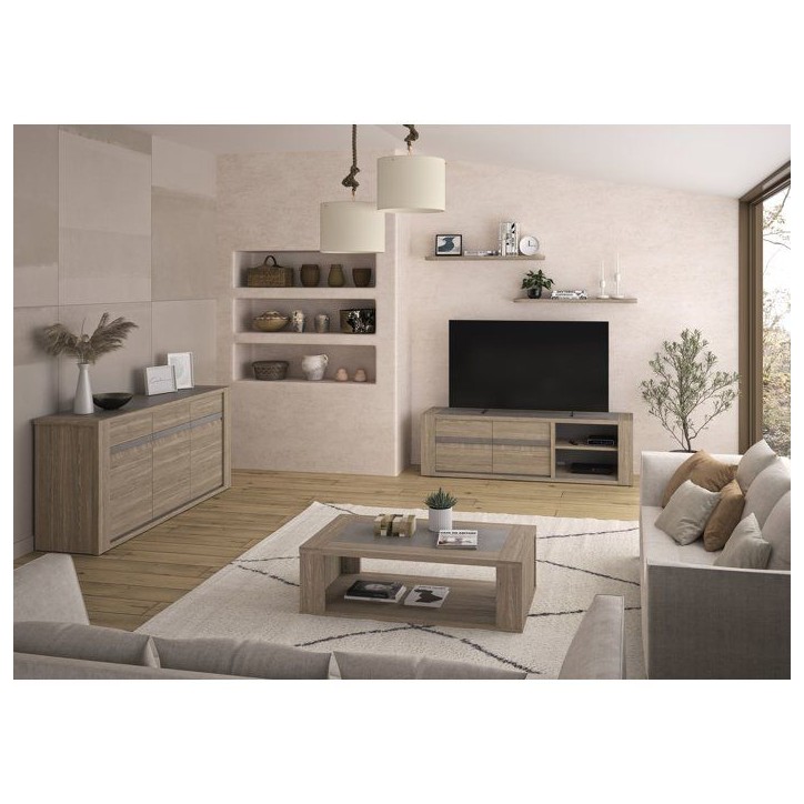 Meuble TV MARCEAU – Coloris Chene Reed – 190 × 48 × 57 cm – GAMI
