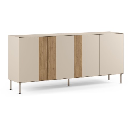 Buffet MARINA Coloris Creme & Chene – 4 portes – 180 x 40 x 80 cm