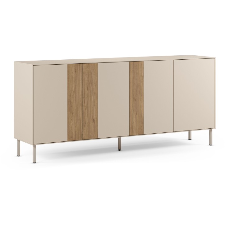 Buffet MARINA Coloris Creme & Chene – 4 portes – 180 x 40 x 80 cm