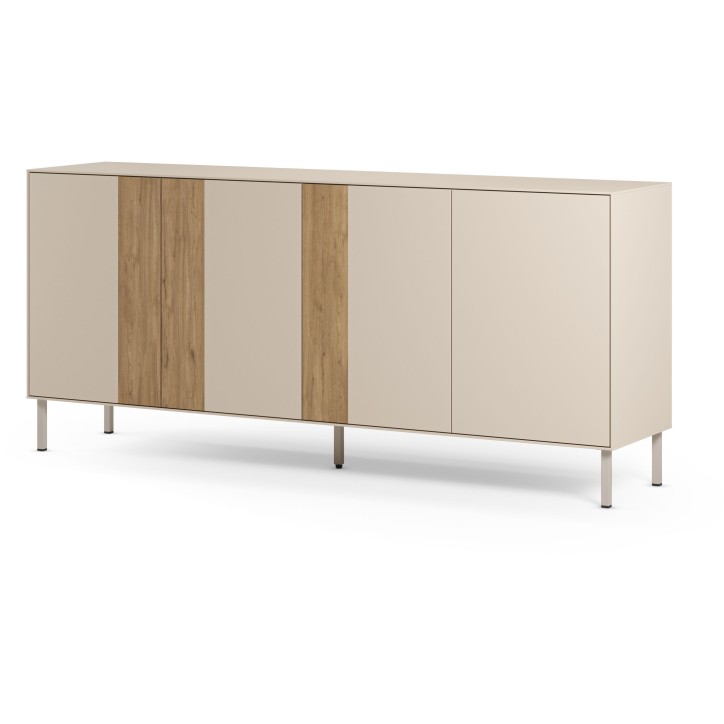 Buffet MARINA Coloris Creme & Chene – 4 portes – 180 x 40 x 80 cm