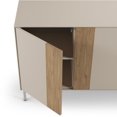 Buffet MARINA Coloris Creme & Chene – 4 portes – 180 x 40 x 80 cm