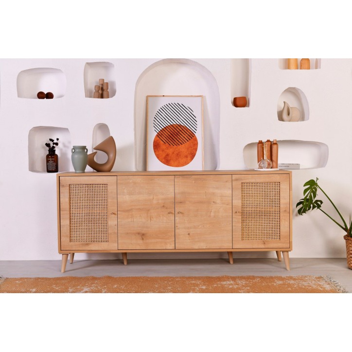 Buffet - HAZERAN - 4 portes - 180 x 81 x 41 cm - Chene Buffet - HAZERAN - 4 portes - 180 x 81 x 41 cm - Chene