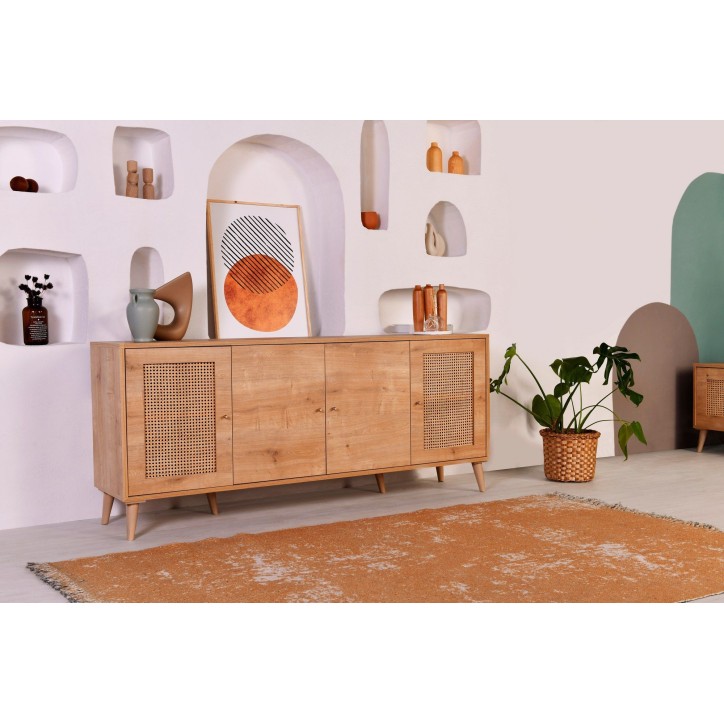 Buffet - HAZERAN - 4 portes - 180 x 81 x 41 cm - Chene Buffet - HAZERAN - 4 portes - 180 x 81 x 41 cm - Chene