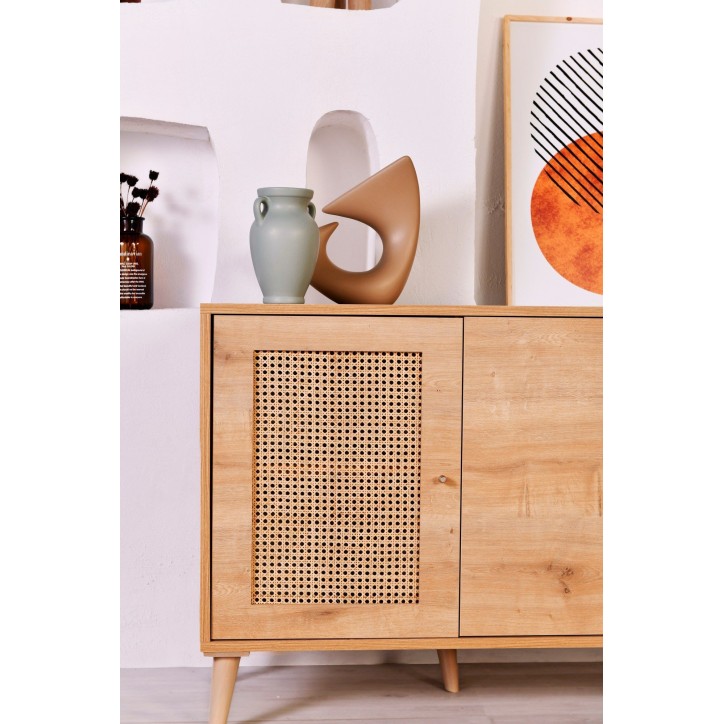 Buffet - HAZERAN - 4 portes - 180 x 81 x 41 cm - Chene Buffet - HAZERAN - 4 portes - 180 x 81 x 41 cm - Chene