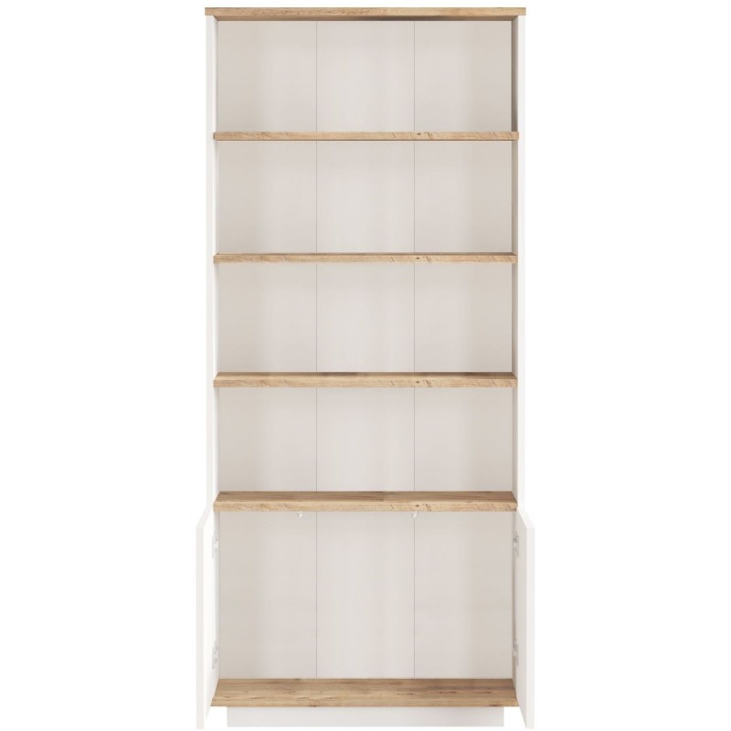 Bibliotheque élégante - FR16 - 2 portes - 75 x 168 x 27 cm - Pin atl