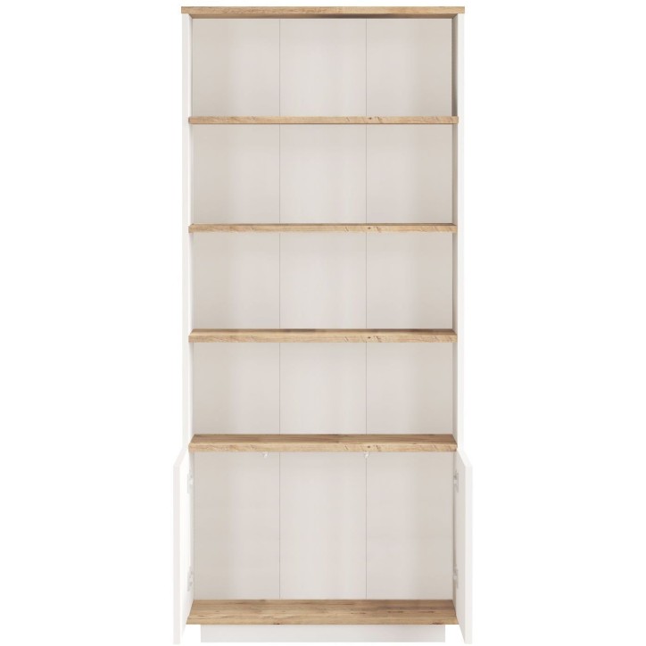 Bibliotheque élégante - FR16 - 2 portes - 75 x 168 x 27 cm - Pin atlantique / Blanc Bibliotheque élégante - FR16 - 2 portes - 75 x 168 x 27 cm - Pin atlantique / Blanc