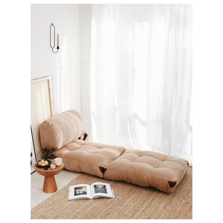 Canapé lit - 1 place - FOLD - Velours côtelé Camel - 80 x 70 x 60 cm Canapé lit - 1 place - FOLD - Velours côtelé Camel - 80 x 70 x 60 cm