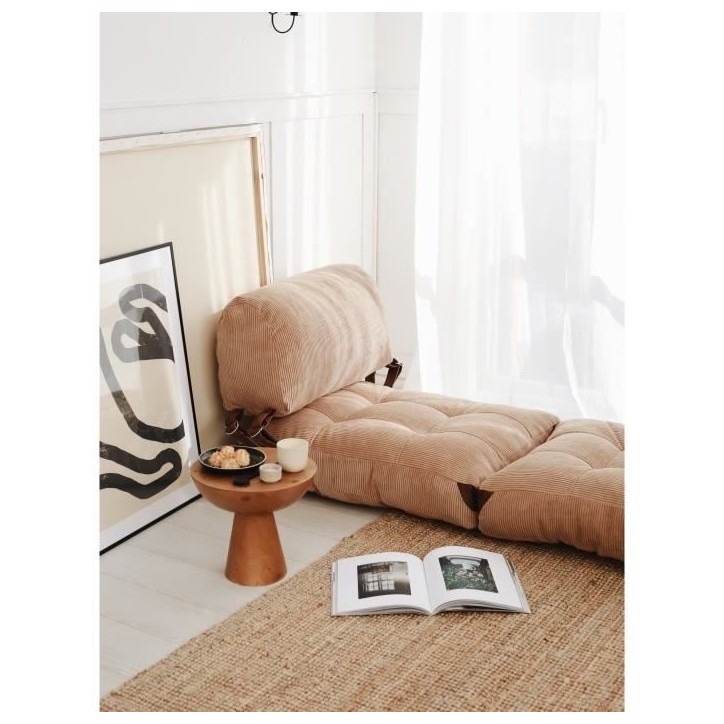 Canapé lit - 1 place - FOLD - Velours côtelé Camel - 80 x 70 x 60 cm Canapé lit - 1 place - FOLD - Velours côtelé Camel - 80 x 70 x 60 cm