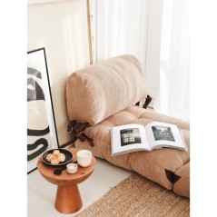 Canapé lit - 1 place - FOLD - Velours côtelé Camel - 80 x 70 x 60 c