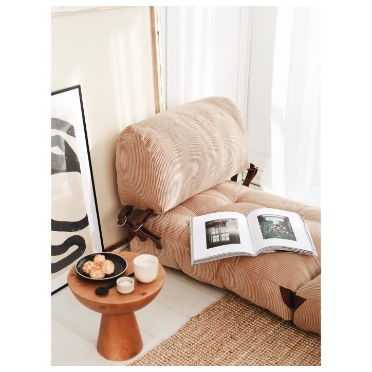 Canapé lit - 1 place - FOLD - Velours côtelé Camel - 80 x 70 x 60 cm Canapé lit - 1 place - FOLD - Velours côtelé Camel - 80 x 70 x 60 cm