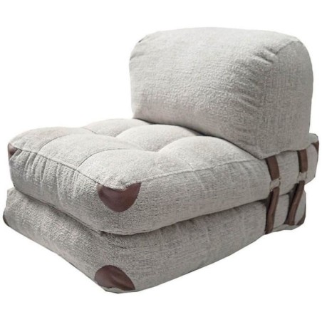 Canapé lit - 1 place - FOLD - Teddy Gris - 80 x 70 x 60 cm