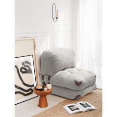 Canapé lit - 1 place - FOLD - Teddy Gris - 80 x 70 x 60 cm