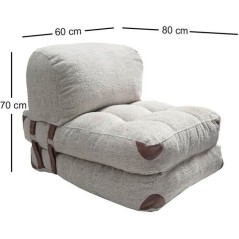 Canapé lit - 1 place - FOLD - Teddy Gris - 80 x 70 x 60 cm