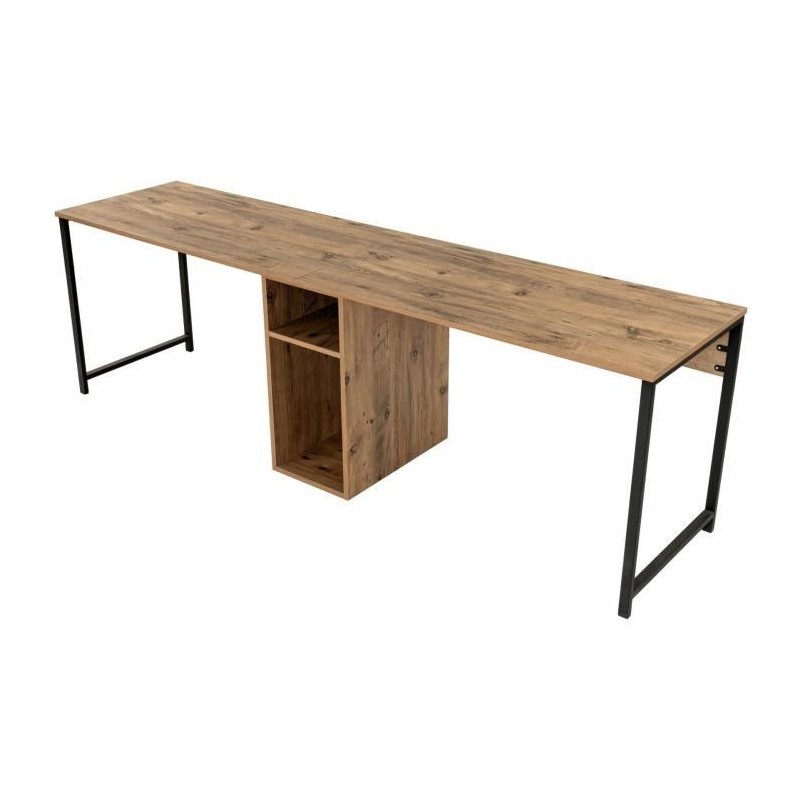 Bureau d'étude moderne avec pieds en métal - TWIN - Pin atlantique /