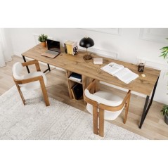 Bureau d'étude moderne avec pieds en métal - TWIN - Pin atlantique /