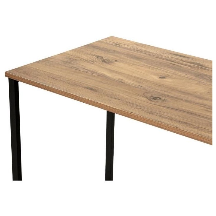 Bureau d'étude moderne avec pieds en métal - TWIN - Pin atlantique / Noir - 240 x 74 x 60 cm