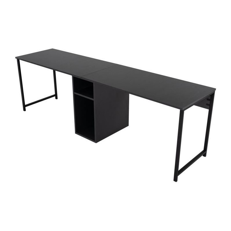 Bureau d'étude moderne avec pieds en métal - TWIN - Anthracite / Noi