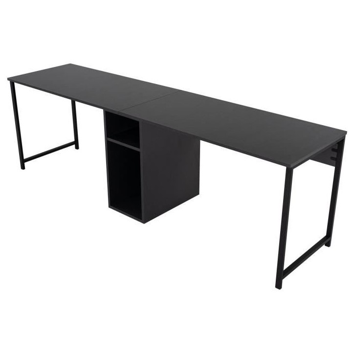 Bureau d'étude moderne avec pieds en métal - TWIN - Anthracite / Noir - 240 x 74 x 60 cm