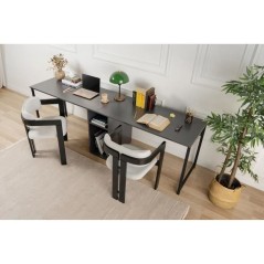 Bureau d'étude moderne avec pieds en métal - TWIN - Anthracite / Noi