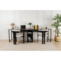 Bureau d'étude moderne avec pieds en métal - TWIN - Anthracite / Noi