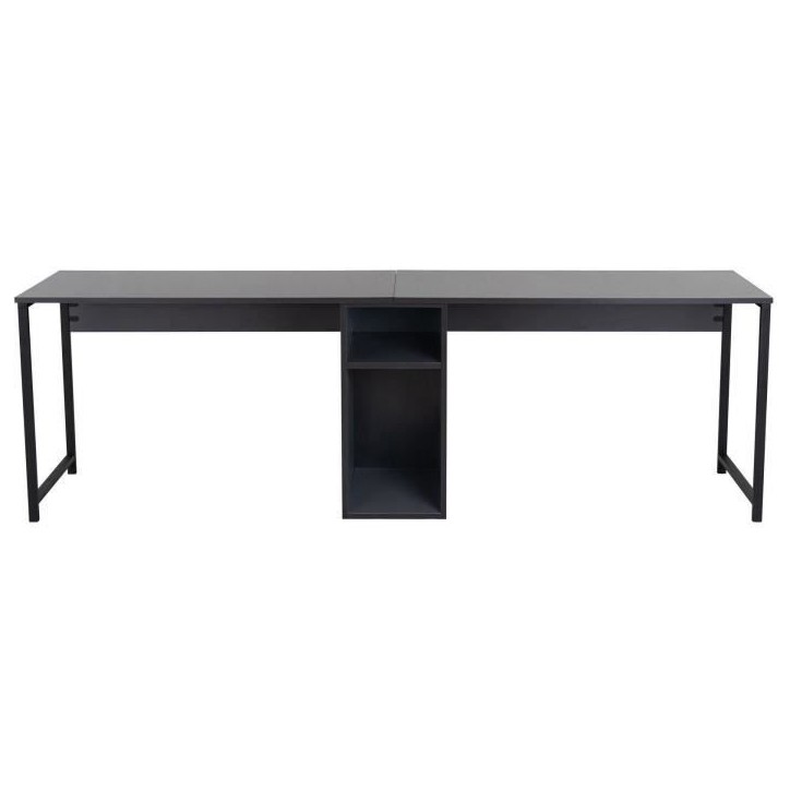 Bureau d'étude moderne avec pieds en métal - TWIN - Anthracite / Noir - 240 x 74 x 60 cm