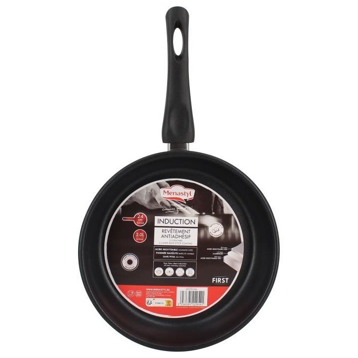 Poele - MENASTYL - 6020246 - En acier inoxydable - 24 cm - Tous feux dont induction