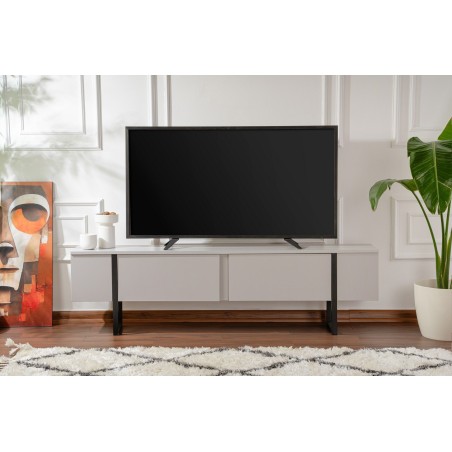 Meuble TV - SERENITY - Gris / Noir - 180 x 50 x 30 cm
