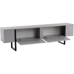Meuble TV - SERENITY - Gris / Noir - 180 x 50 x 30 cm