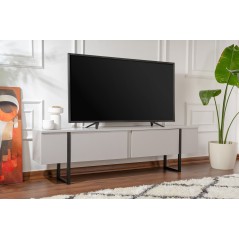 Meuble TV - SERENITY - Gris / Noir - 180 x 50 x 30 cm