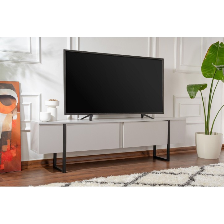 Meuble TV - SERENITY - Gris / Noir - 180 x 50 x 30 cm Meuble TV - SERENITY - Gris / Noir - 180 x 50 x 30 cm