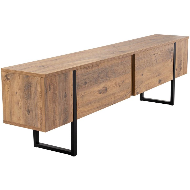 Meuble TV - SERENITY - Pin atlantique / Noir - 180 x 50 x 30 cm Meuble TV - SERENITY - Pin atlantique / Noir - 180 x 50 x 30 cm