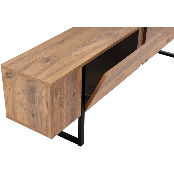 Meuble TV - SERENITY - Pin atlantique / Noir - 180 x 50 x 30 cm Meuble TV - SERENITY - Pin atlantique / Noir - 180 x 50 x 30 cm