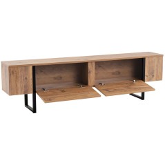 Meuble TV - SERENITY - Pin atlantique / Noir - 180 x 50 x 30 cm