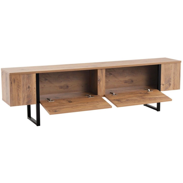 Meuble TV - SERENITY - Pin atlantique / Noir - 180 x 50 x 30 cm Meuble TV - SERENITY - Pin atlantique / Noir - 180 x 50 x 30 cm