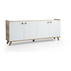 Buffet scandinave - SUMER - 4 portes - 180 x 78 x 41 cm - Chene / Blan