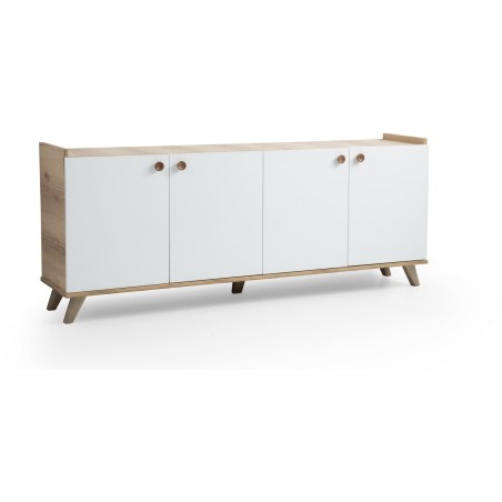 Buffet scandinave - SUMER - 4 portes - 180 x 78 x 41 cm - Chene / Blan