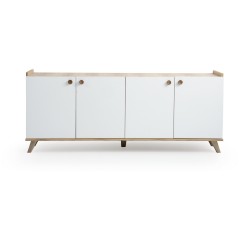 Buffet scandinave - SUMER - 4 portes - 180 x 78 x 41 cm - Chene / Blan