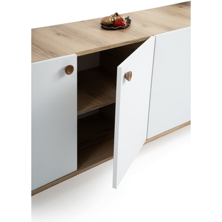 Buffet scandinave - SUMER - 4 portes - 180 x 78 x 41 cm - Chene / Blanc Buffet scandinave - SUMER - 4 portes - 180 x 78 x 41 cm - Chene / Blanc