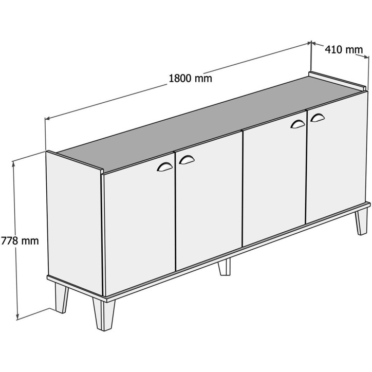 Buffet scandinave - SUMER - 4 portes - 180 x 78 x 41 cm - Chene / Blanc Buffet scandinave - SUMER - 4 portes - 180 x 78 x 41 cm - Chene / Blanc
