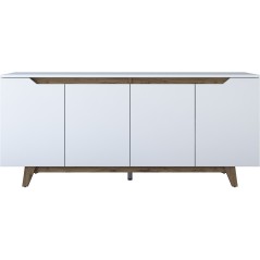 Buffet - GD102 - 4 portes - 180 x 79 x 45 cm - Blanc / Noyer