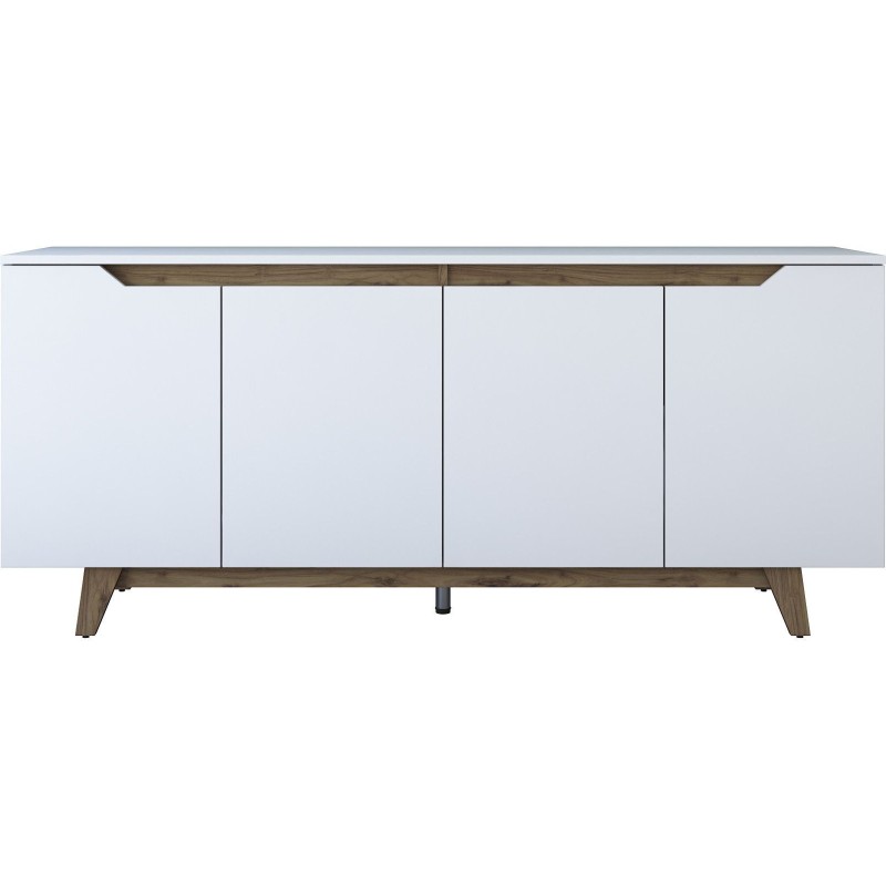 Buffet - GD102 - 4 portes - 180 x 79 x 45 cm - Blanc / Noyer