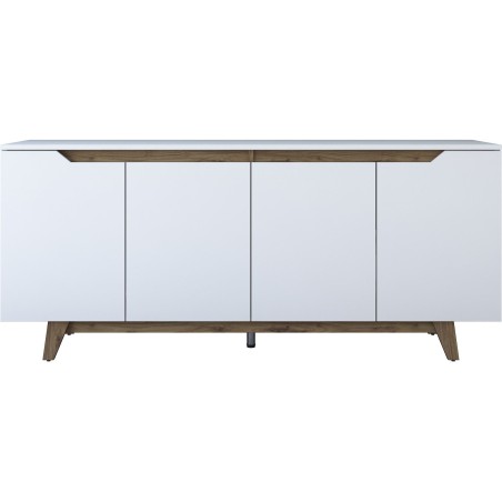 Buffet - GD102 - 4 portes - 180 x 79 x 45 cm - Blanc / Noyer