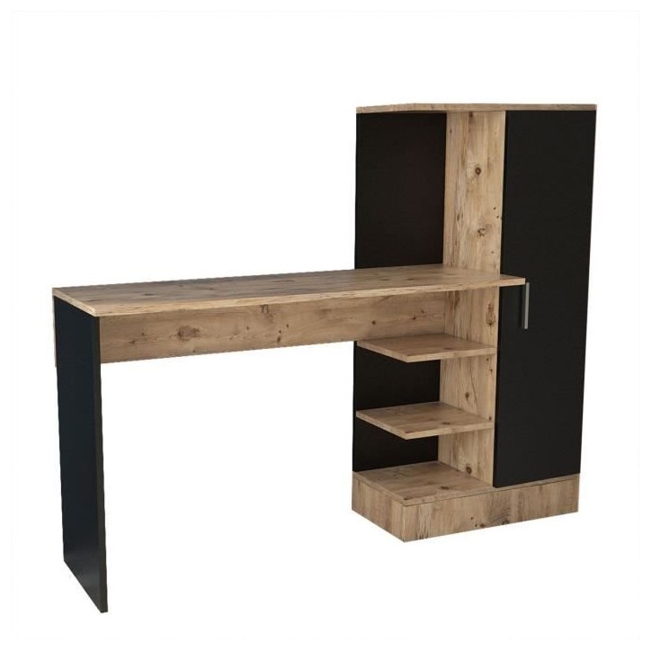 Bureau d'étude moderne - CT2 - Pin atlantique / Noir - 152,3 x 95 x 50 cm