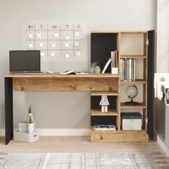 Bureau d'étude moderne - CT2 - Pin atlantique / Noir - 152,3 x 95 x 5