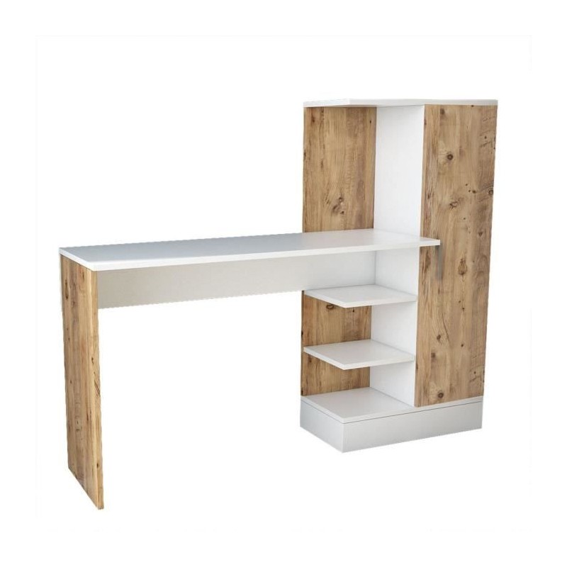 Bureau d'étude moderne - CT2 - Pin atlantique / Blanc - 152,3 x 95 x