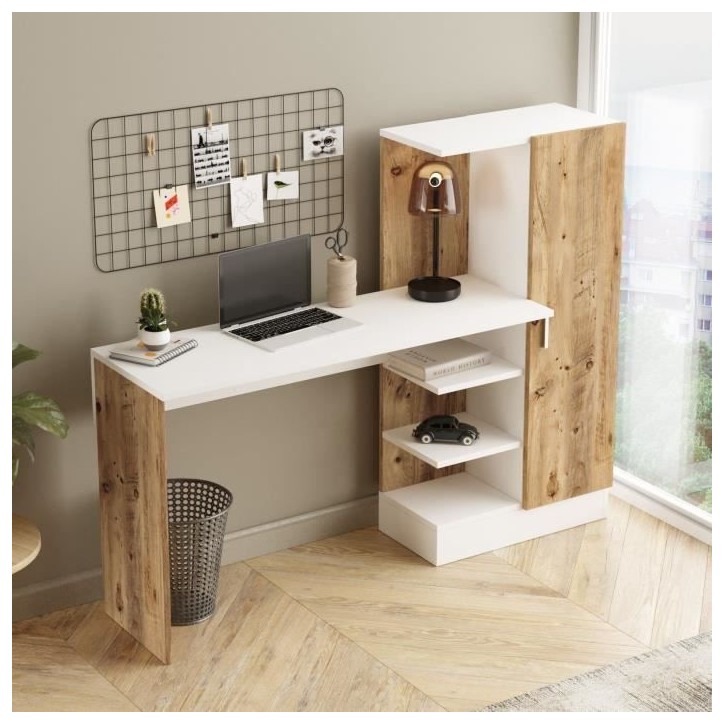 Bureau d'étude moderne - CT2 - Pin atlantique / Blanc - 152,3 x 95 x 50 cm Bureau d'étude moderne - CT2 - Pin atlantique / Blanc - 152,3 x 95 x 50 cm