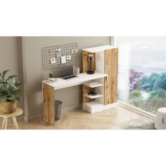 Bureau d'étude moderne - CT2 - Pin atlantique / Blanc - 152,3 x 95 x