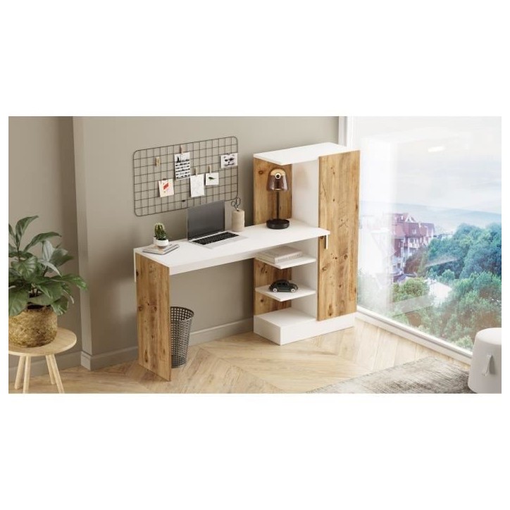 Bureau d'étude moderne - CT2 - Pin atlantique / Blanc - 152,3 x 95 x 50 cm Bureau d'étude moderne - CT2 - Pin atlantique / Blanc - 152,3 x 95 x 50 cm